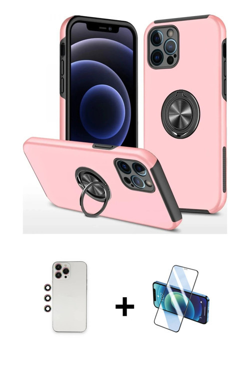 ieg™ iPhone 12 Pro Kılıf Odak Form Prime - Siyah 3D Antistatik Seramik Nano Ekran Koruyucu + Gökkuşa