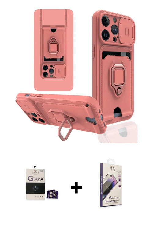 ieg™ iPhone 14 Pro Max Kılıf Vadi Form Prime - Siyah Bilvis 3D Mat Cam Ekran Koruyucu + Gold Bilvis