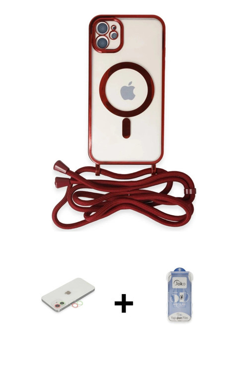 ieg™ iPhone 11 Kılıf Eksen Özel Seri - Siyah Joko Magic 5D Cam + Yeşil Renkli Kamera Lens Koruma Cam