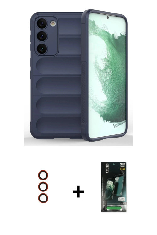 ieg™ Galaxy S23 Plus Kılıf Atlas Koleksiyonu - Şeffaf 360 Full Body Arka Koruyucu + Kırmızı Metal Ka