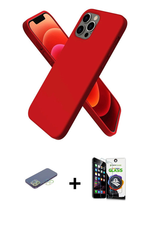 ieg™ iPhone 12 Pro Max Kılıf Kozmos Yansıma Özel Seri - Şeffaf Temperli Cam Ekran Koruyucu + Yeşil R