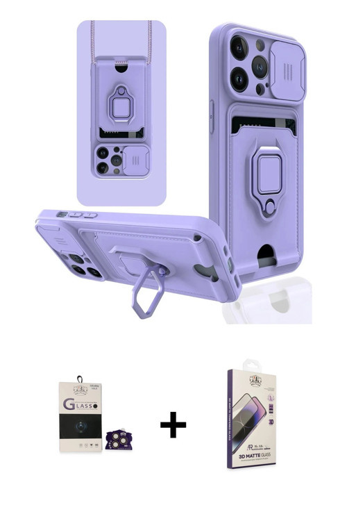ieg™ iPhone 14 Pro Max Kılıf Vadi Form Prime - Siyah Bilvis 3D Mat Cam Ekran Koruyucu + Gold Bilvis