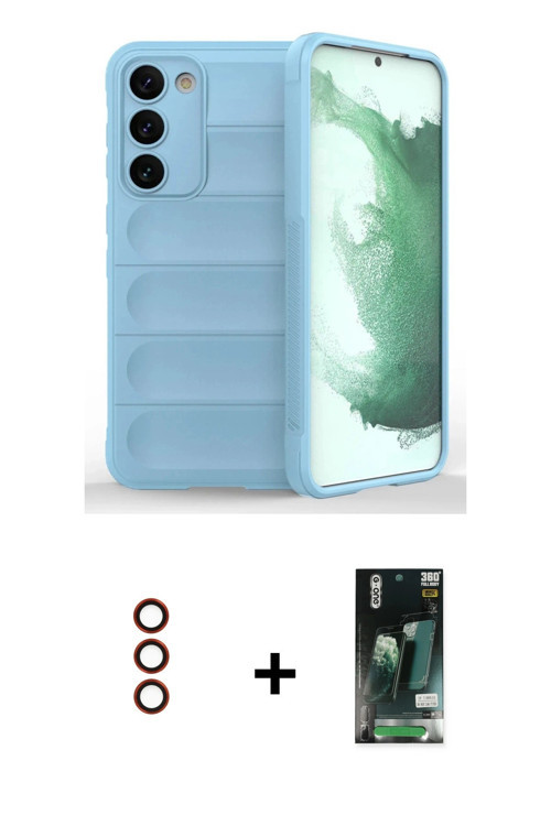 ieg™ Galaxy S23 Plus Kılıf Atlas Koleksiyonu - Şeffaf 360 Full Body Arka Koruyucu + Kırmızı Metal Ka
