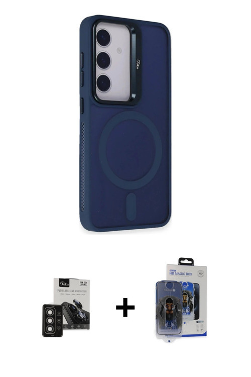 ieg™ Galaxy S24 Kılıf Akış Form - Siyah Vanessa Magic Cam + Titan Gri PVD Metal Kamera Lens