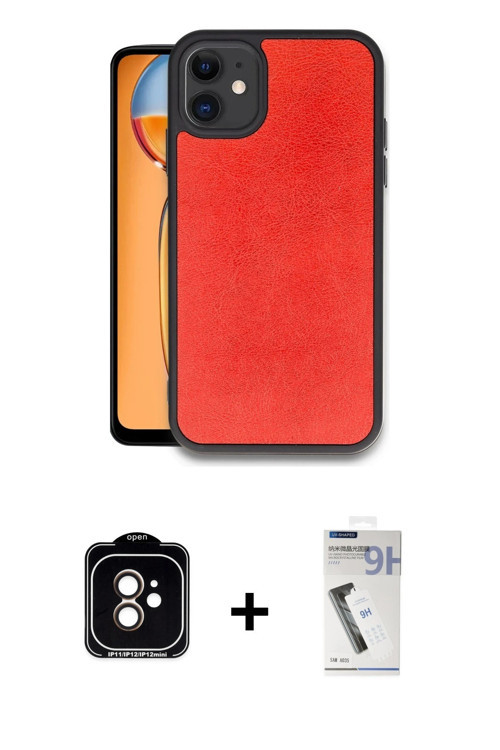 ieg™ iPhone 11 Kılıf Kıvılcım Işık Serisi - Şeffaf Uv Polymer Nano Ekran Koruyucu + Turuncu PVD Meta