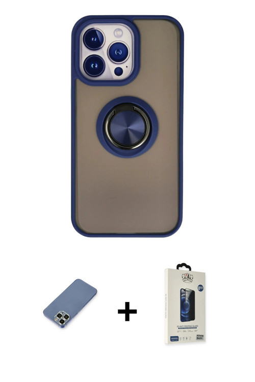 ieg™ iPhone 13 Pro Max Kılıf Yörünge Çizgi - Siyah Bilvis Hayalet Cam Ekran Koruyucu + Açık Yeşil Me