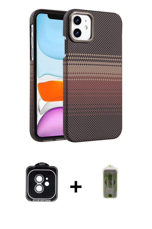 ieg™ iPhone 11 Kılıf Doruk Serisi - Siyah Joko Magic 5D Hayalet Cam + Yeşil PVD Metal Kamera Lens