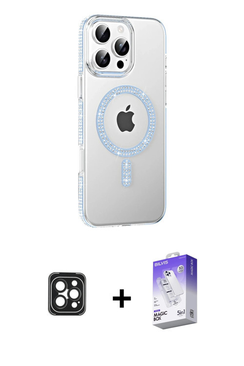 ieg™ iPhone 16 Pro Max Kılıf Yörünge Koleksiyonu - Siyah Bilvis 5in1 3D Magic Cam Ekran Koruyucu + S