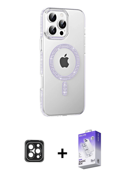 ieg™ iPhone 16 Pro Max Kılıf Yörünge Koleksiyonu - Siyah Bilvis 5in1 3D Magic Cam Ekran Koruyucu + S