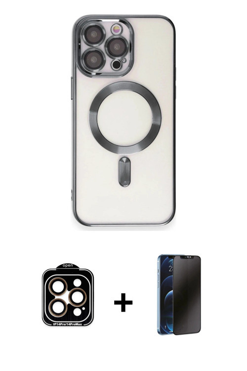ieg™ iPhone 15 Pro Max Kılıf Nova Işık Özel Seri - Siyah 3D Antistatik Hayalet Cam Ekran Koruyucu +
