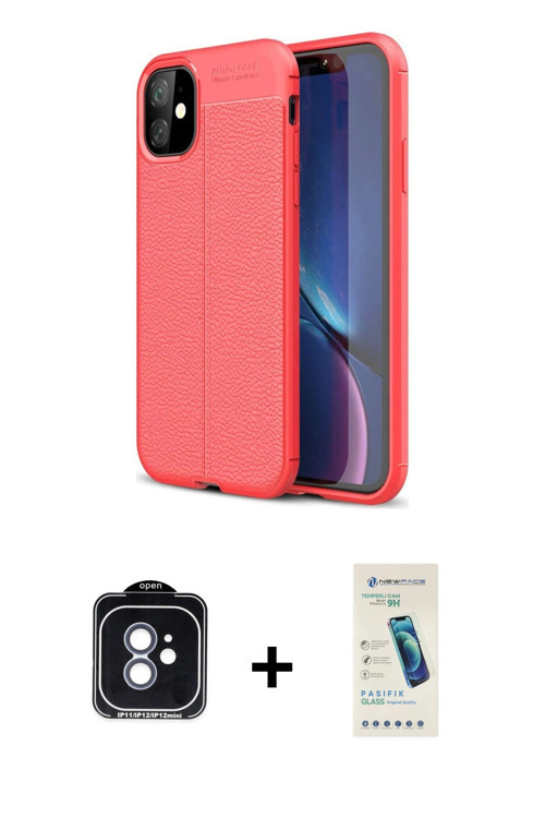 ieg™ iPhone 11 Kılıf Doruk Klasik Özel Seri - Şeffaf Pasifik Cam Ekran Koruyucu + Mavi PVD Metal Kam