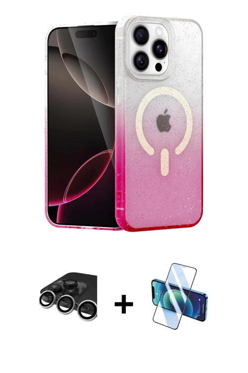 ieg™ iPhone 15 Pro Kılıf Eksen Minimal Özel Seri - Siyah 3D Antistatik Cam Ekran Koruyucu + Gümüş Ra