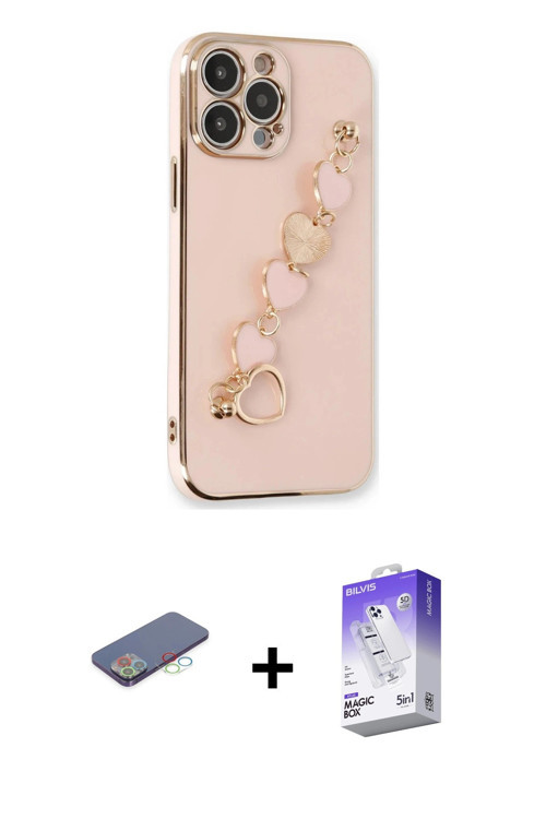 ieg™ iPhone 13 Pro Max Kılıf Nova Işık Prime - Siyah Bilvis 5in1 3D Magic Cam Ekran Koruyucu + Mavi