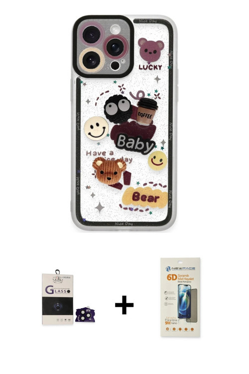 ieg™ iPhone 14 Pro Max Kılıf Çekirdek Asil - Siyah 6D Mat Seramik Hayalet Nano Ekran Koruyucu + Siya