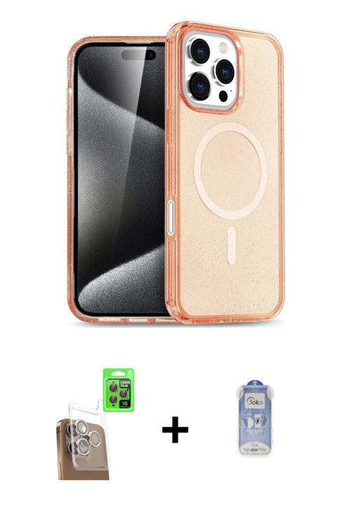 ieg™ iPhone 16 Pro Max Kılıf Nova Asil Prime - Siyah Joko Magic 5D Cam + Çöl Titanyum Raze Metal Kam
