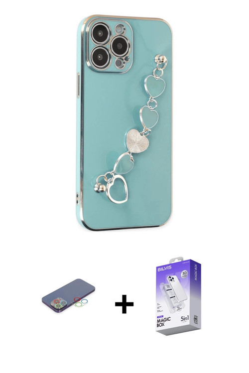 ieg™ iPhone 13 Pro Max Kılıf Nova Işık Prime - Siyah Bilvis 5in1 3D Magic Cam Ekran Koruyucu + Mavi