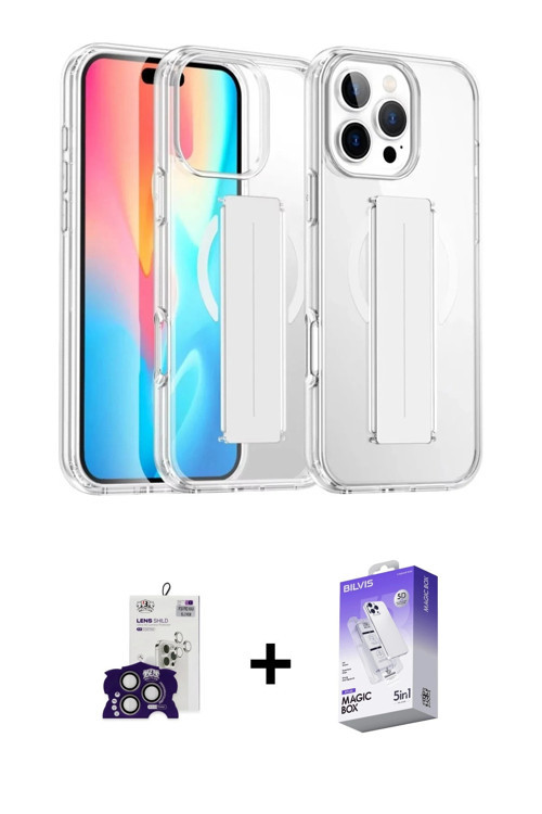 ieg™ iPhone 16 Pro Max Kılıf Nova Işık Koleksiyonu - Siyah Bilvis 5in1 3D Magic Cam Ekran Koruyucu +