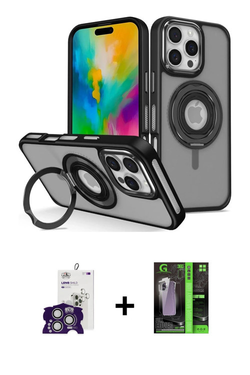 ieg™ iPhone 16 Pro Max Kılıf Nova Minimal Serisi - Şeffaf 360 Full Body Arka Koruyucu + Gümüş Bilvis
