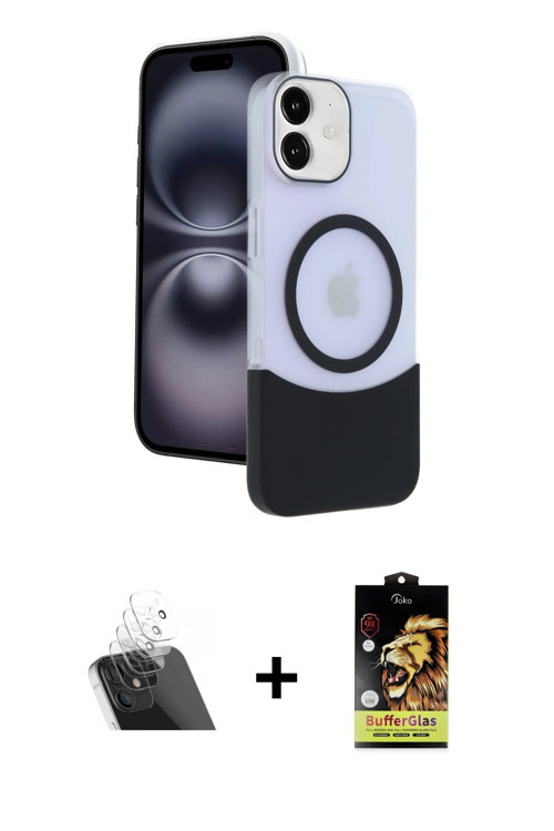ieg™ iPhone 11 Kılıf Kozmos Form Özel Seri - Siyah Buffer Cam Ekran Koruyucu + Şeffaf Kamera Lens Ko