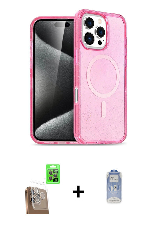 ieg™ iPhone 16 Pro Max Kılıf Nova Asil Prime - Siyah Joko Magic 5D Cam + Çöl Titanyum Raze Metal Kam
