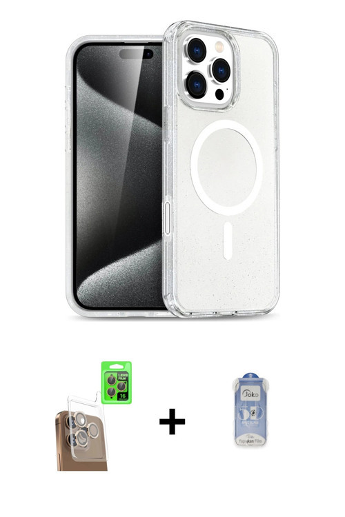 ieg™ iPhone 16 Pro Max Kılıf Nova Asil Prime - Siyah Joko Magic 5D Cam + Çöl Titanyum Raze Metal Kam