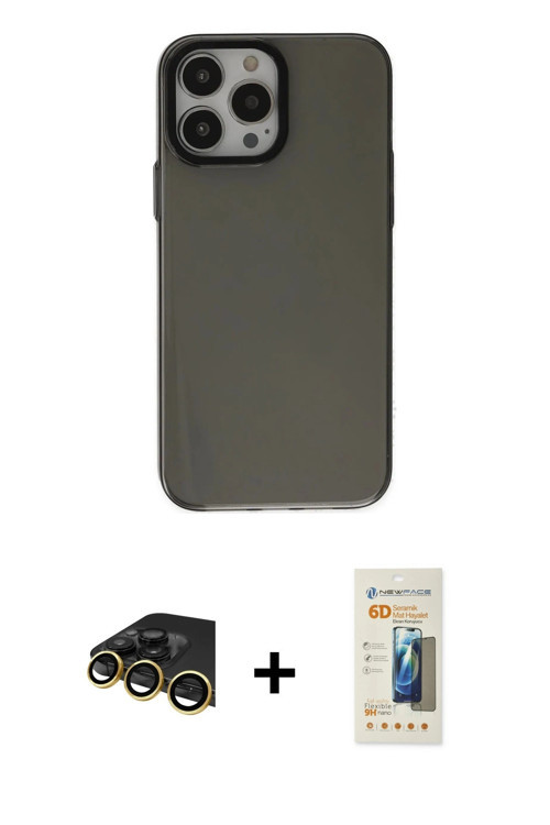 ieg™ iPhone 13 Pro Max Kılıf Zirve Doku Koleksiyonu - Siyah 6D Mat Seramik Hayalet Nano Ekran Koruyu