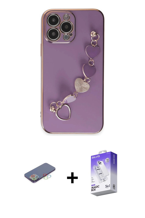 ieg™ iPhone 13 Pro Max Kılıf Nova Işık Prime - Siyah Bilvis 5in1 3D Magic Cam Ekran Koruyucu + Mavi