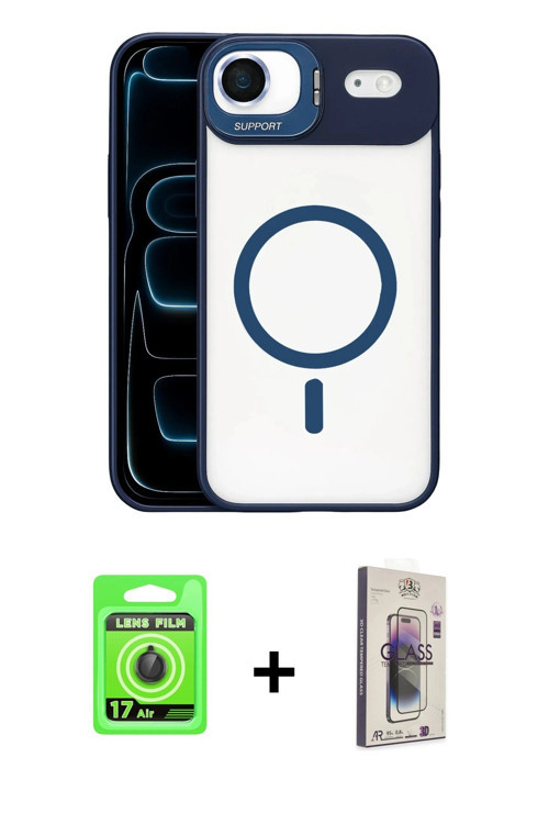 ieg™ iPhone 17 Air Kılıf Yadigar Asil Koleksiyonu - Siyah Bilvis 3D Cam Ekran Koruyucu + Siyah Raze