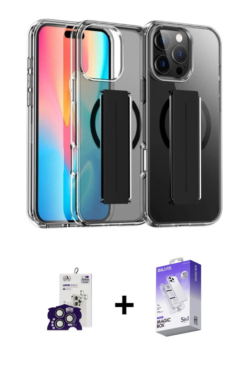 ieg™ iPhone 16 Pro Max Kılıf Nova Işık Koleksiyonu - Siyah Bilvis 5in1 3D Magic Cam Ekran Koruyucu +