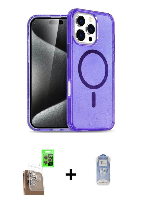 ieg™ iPhone 16 Pro Max Kılıf Nova Asil Prime - Siyah Joko Magic 5D Cam + Çöl Titanyum Raze Metal Kam