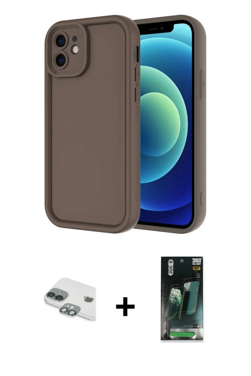ieg™ iPhone 11 Kılıf Yankı Yansıma Özel Seri - Şeffaf 360 Full Body Arka Koruyucu + Yeşil Pers Alümi