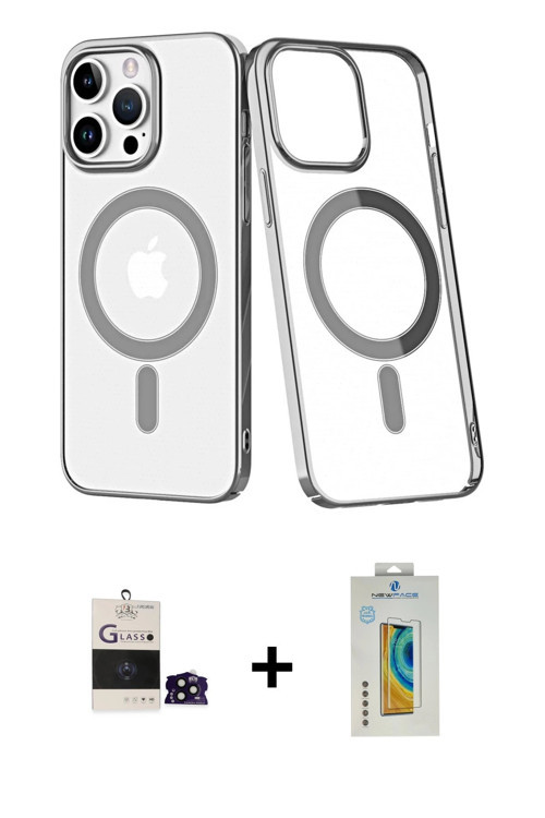ieg™ iPhone 14 Pro Max Kılıf Yörünge Minimal - Siyah Polymer Nano Ekran Koruyucu + Siyah Bilvis Tita