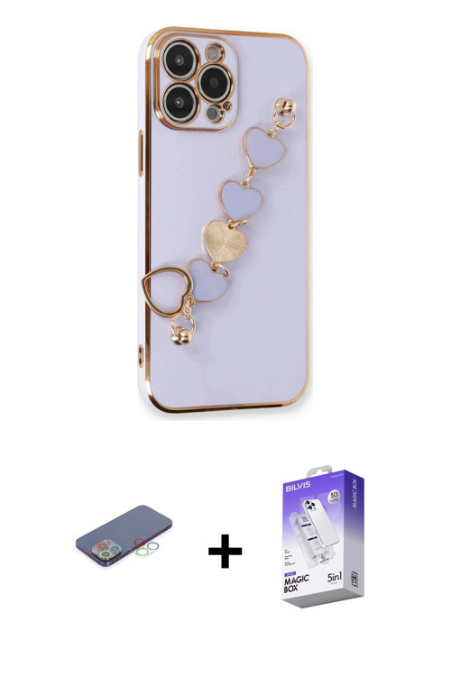 ieg™ iPhone 13 Pro Max Kılıf Nova Işık Prime - Siyah Bilvis 5in1 3D Magic Cam Ekran Koruyucu + Mavi