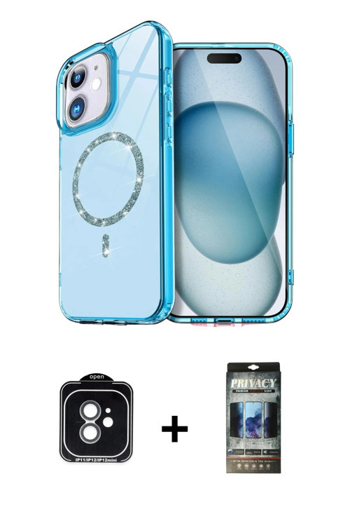 ieg™ iPhone 11 Kılıf Kıvılcım Form Prime - Siyah 34D Hayalet Izgaralı Cam + Yeşil PVD Metal Kamera L