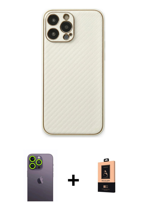 ieg™ iPhone 13 Pro Max Kılıf Ahenk Işık - Şeffaf Maxco Cam Ekran Koruyucu + Yeşil Neon Fosforlu Kame
