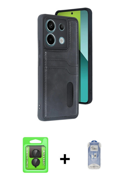 ieg™ Redmi Note 13 Pro 4G Kılıf Yörünge Işık Serisi - Siyah Joko Magic 5D Cam + Siyah Raze Metal Kam