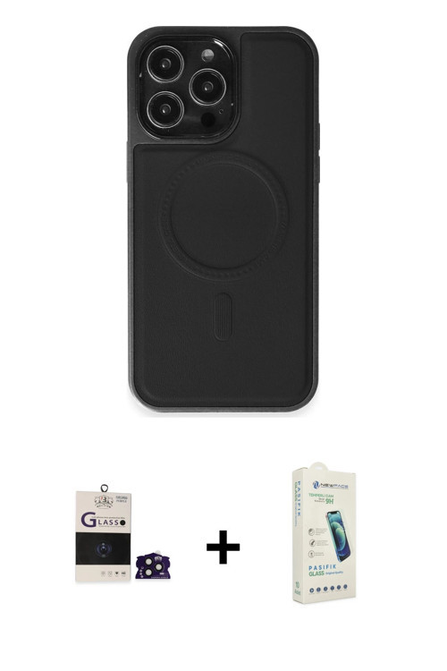 ieg™ iPhone 14 Pro Max Kılıf Zirve Işık Serisi - Şeffaf Pasifik Cam Ekran Koruyucu + Derin Mor Bilvi