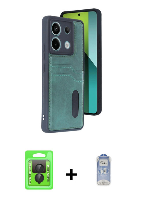 ieg™ Redmi Note 13 Pro 4G Kılıf Yörünge Işık Serisi - Siyah Joko Magic 5D Cam + Siyah Raze Metal Kam