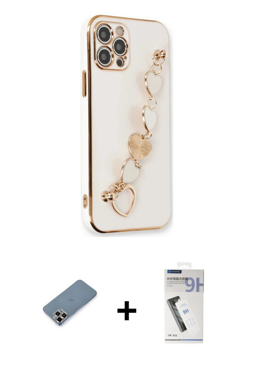 ieg™ iPhone 12 Pro Kılıf Nova Işık Prime - Şeffaf Uv Polymer Nano Ekran Koruyucu + Mor Metal Kamera