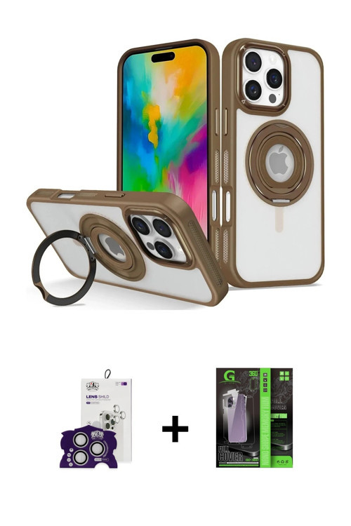 ieg™ iPhone 16 Pro Max Kılıf Nova Minimal Serisi - Şeffaf 360 Full Body Arka Koruyucu + Gümüş Bilvis
