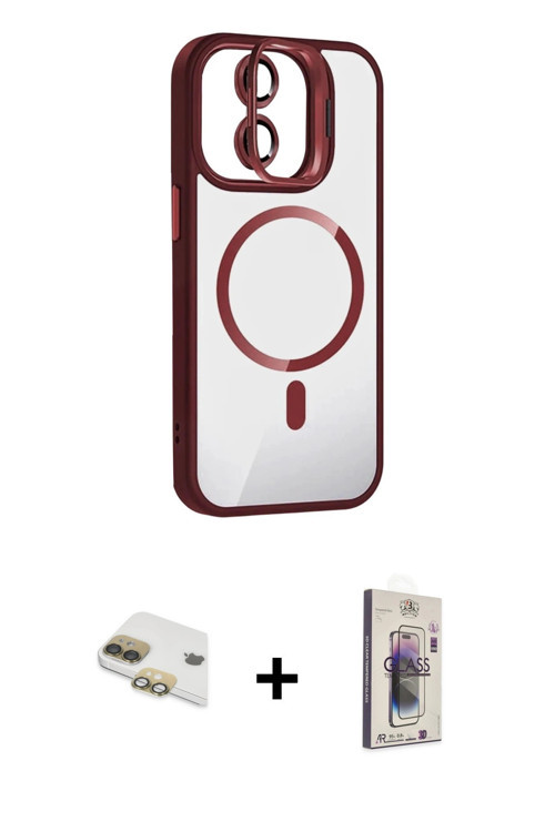 ieg™ iPhone 11 Kılıf Yadigar Asil Koleksiyonu - Siyah Bilvis 3D Cam Ekran Koruyucu + Gold Pers Alümi
