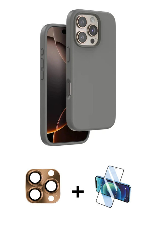 ieg™ iPhone 16 Pro Max Kılıf Kıvılcım Çizgi Serisi - Siyah 3D Antistatik Cam Ekran Koruyucu + Çöl Ti