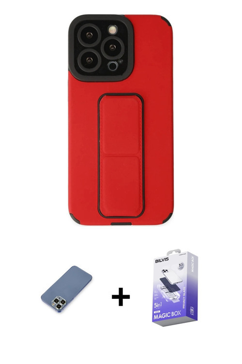 ieg™ iPhone 13 Pro Max Kılıf Çekirdek Yansıma - Siyah Bilvis 5in1 5D Magic Hayalet Cam Ekran Koruyuc