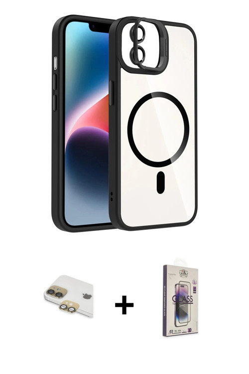 ieg™ iPhone 11 Kılıf Yadigar Asil Koleksiyonu - Siyah Bilvis 3D Cam Ekran Koruyucu + Gold Pers Alümi