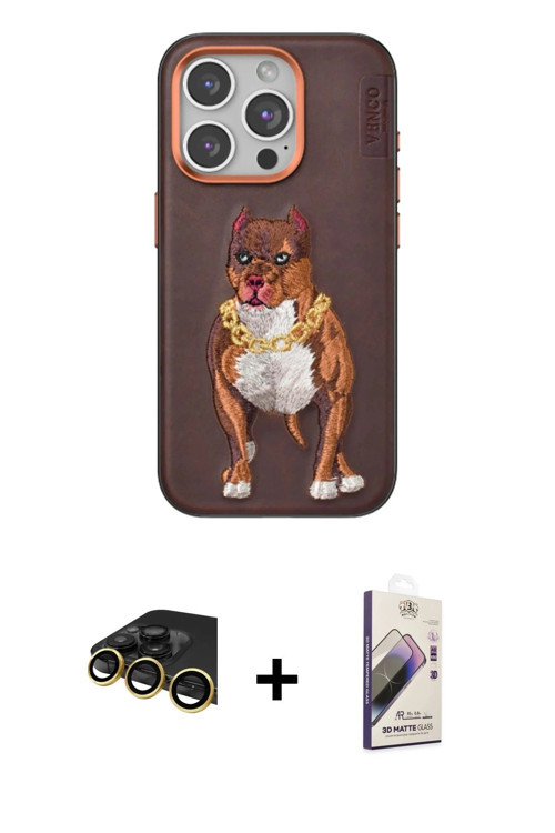 ieg™ iPhone 14 Pro Max Kılıf Nova Form Koleksiyonu - Siyah Bilvis 3D Mat Cam Ekran Koruyucu + Gold R