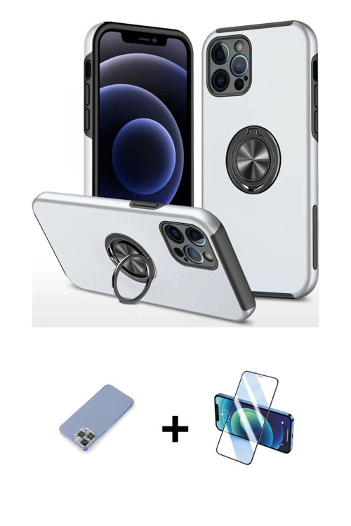 ieg™ iPhone 12 Pro Kılıf Odak Form Prime - Siyah 3D Antistatik Seramik Nano Ekran Koruyucu + Koyu Ye