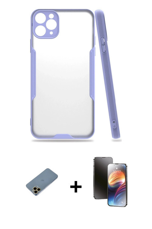 ieg™ iPhone 11 Pro Kılıf Atlas Asil Serisi - Siyah 3D Antistatik Mat Seramik Nano Ekran Koruyucu + G