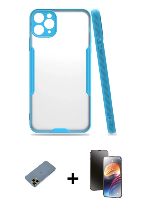 ieg™ iPhone 11 Pro Kılıf Atlas Asil Serisi - Siyah 3D Antistatik Mat Seramik Nano Ekran Koruyucu + G