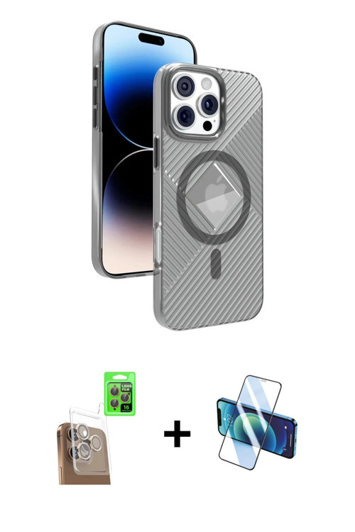 ieg™ iPhone 16 Pro Max Kılıf Nova Modern Prime - Siyah 3D Antistatik Seramik Nano Ekran Koruyucu + Ç