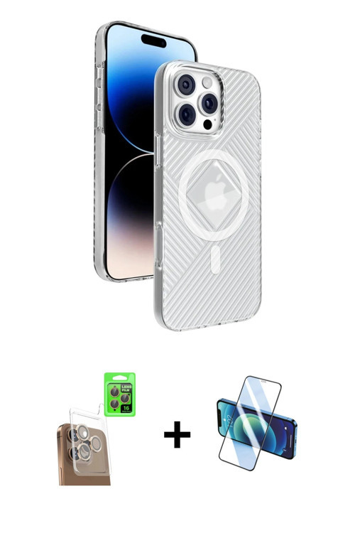 ieg™ iPhone 16 Pro Max Kılıf Nova Modern Prime - Siyah 3D Antistatik Seramik Nano Ekran Koruyucu + Ç